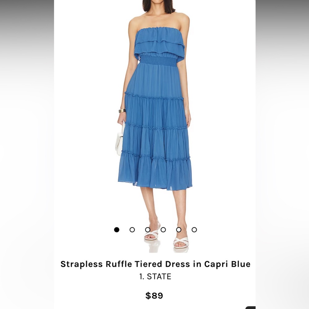 1. State Strapless Ruffle Tiered Dress in Capri Blue
